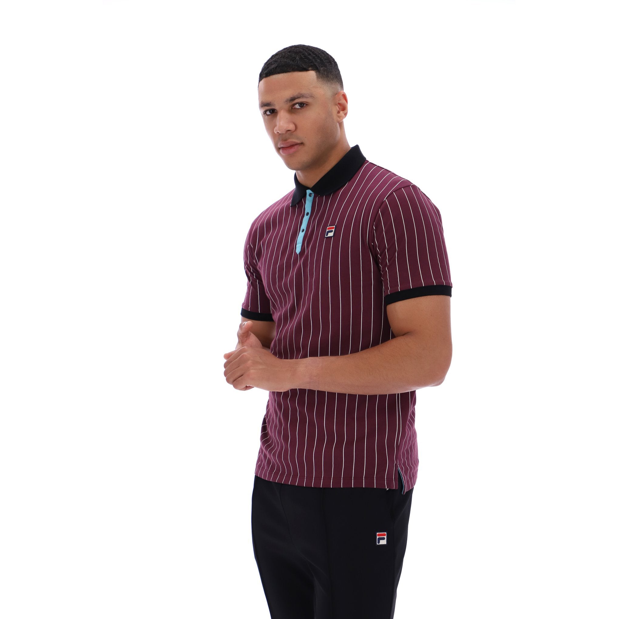 Fila Vintage BB1 Striped Polo Shirt Claret