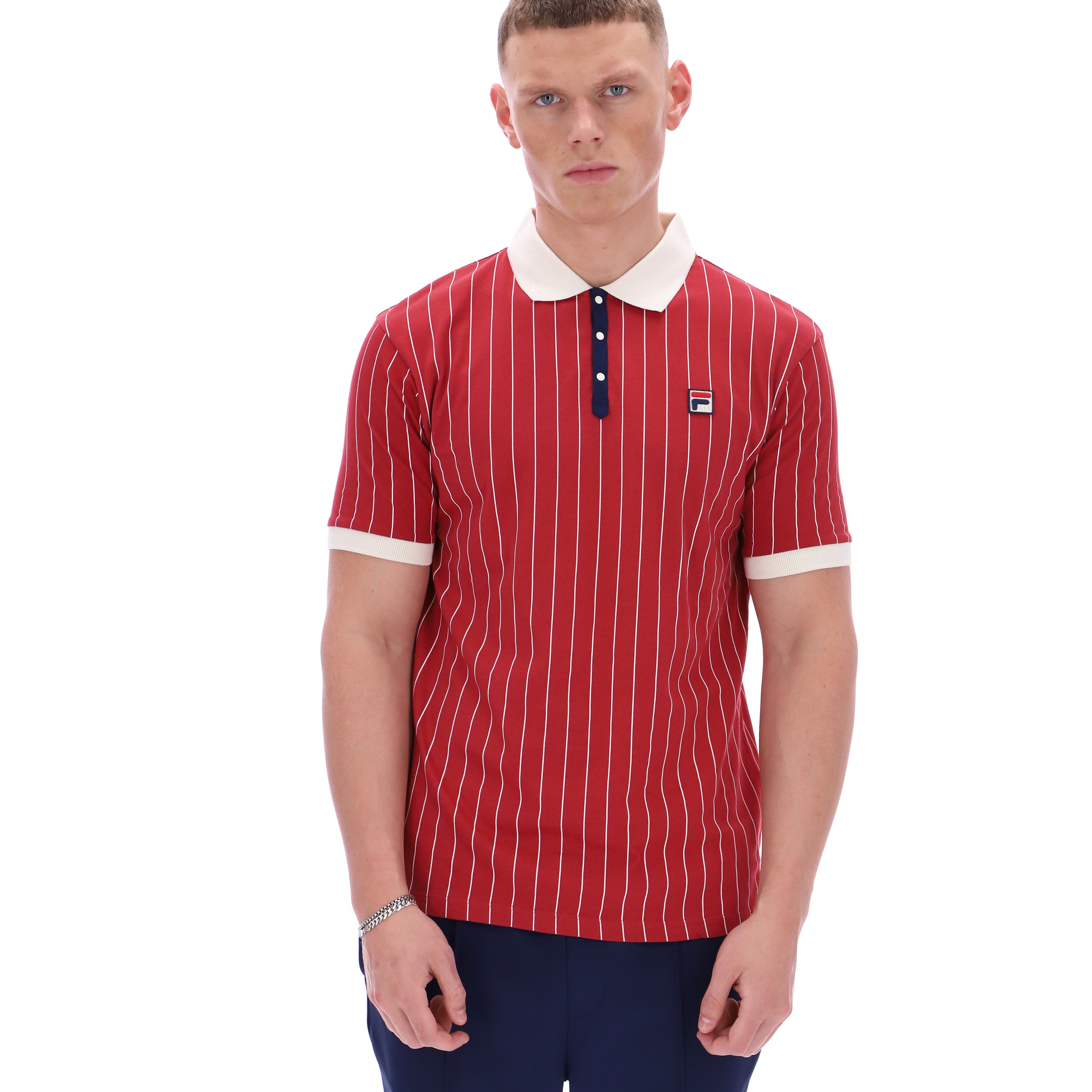 Fila Vintage BB1 Striped Polo Shirt Garnet