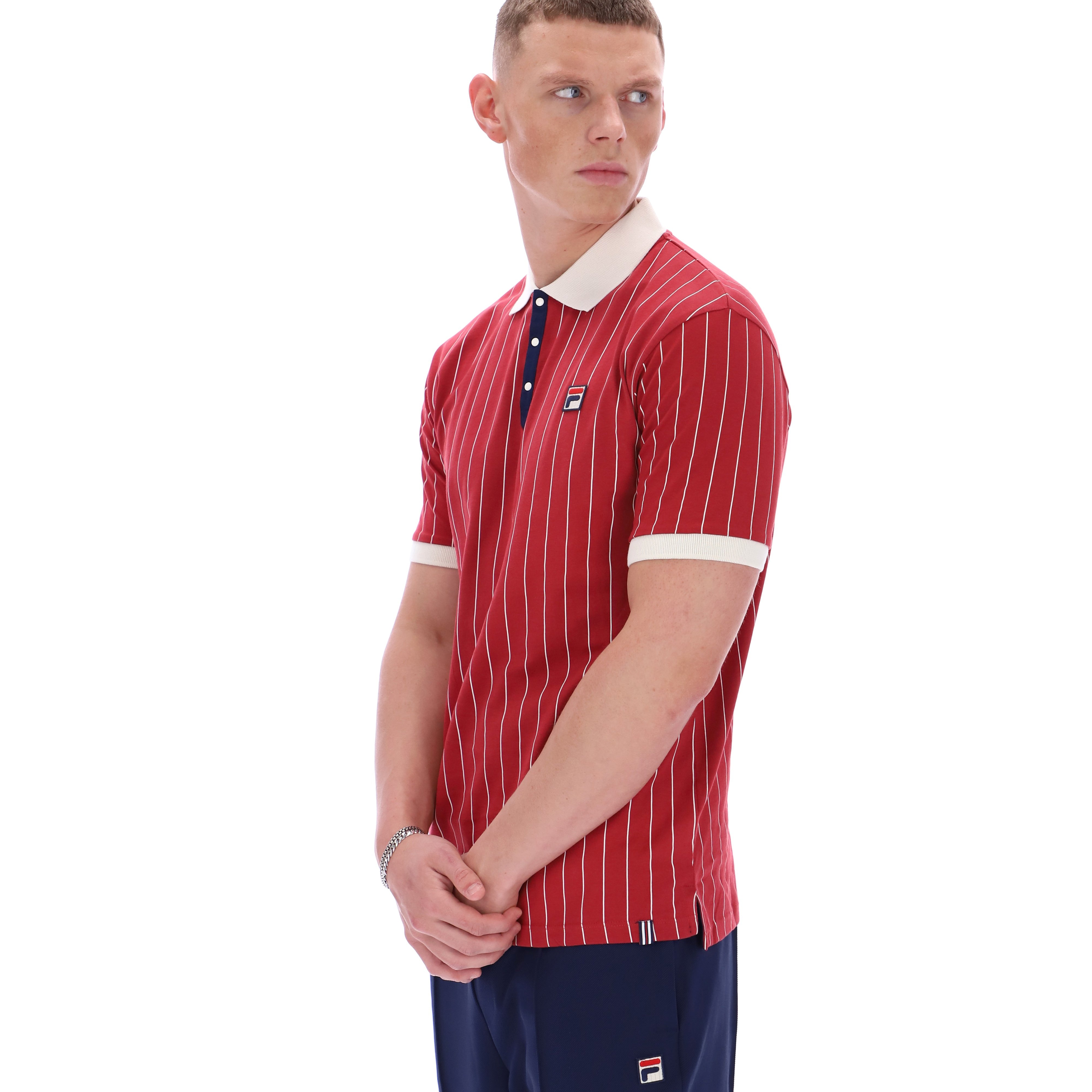 Fila Vintage BB1 Striped Polo Shirt Garnet