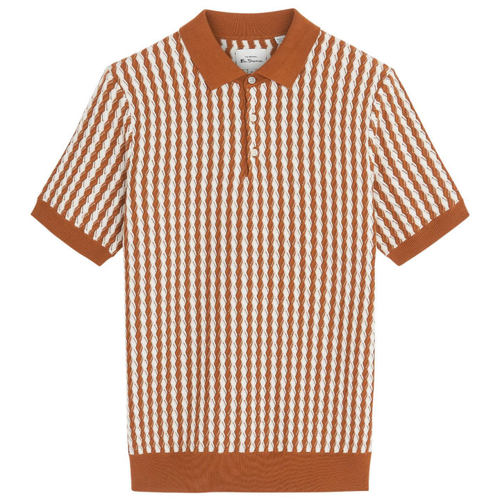 Ben Sherman Twist Knit Polo Shirt Tan