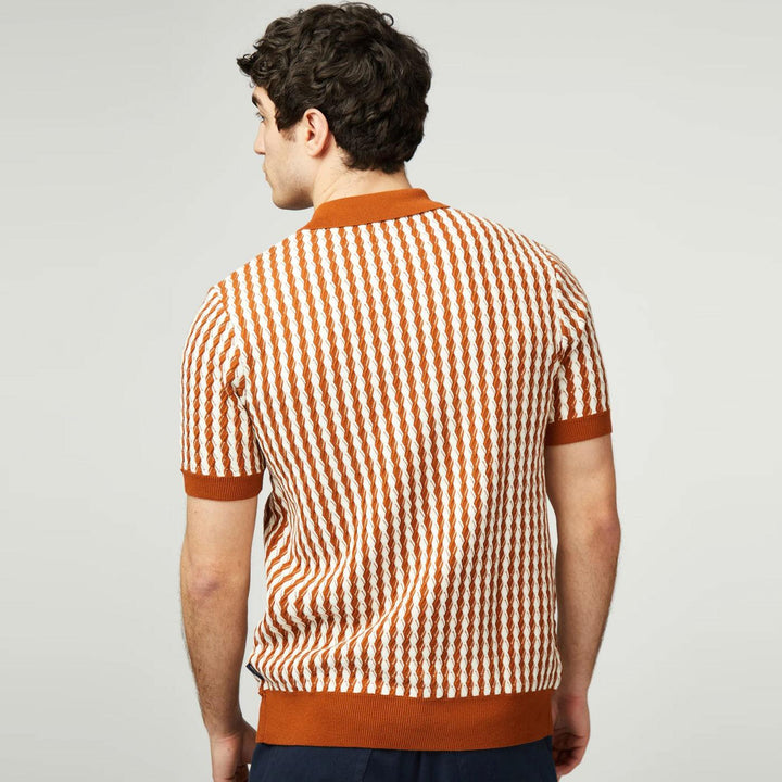 Ben Sherman Twist Knit Polo Shirt Tan