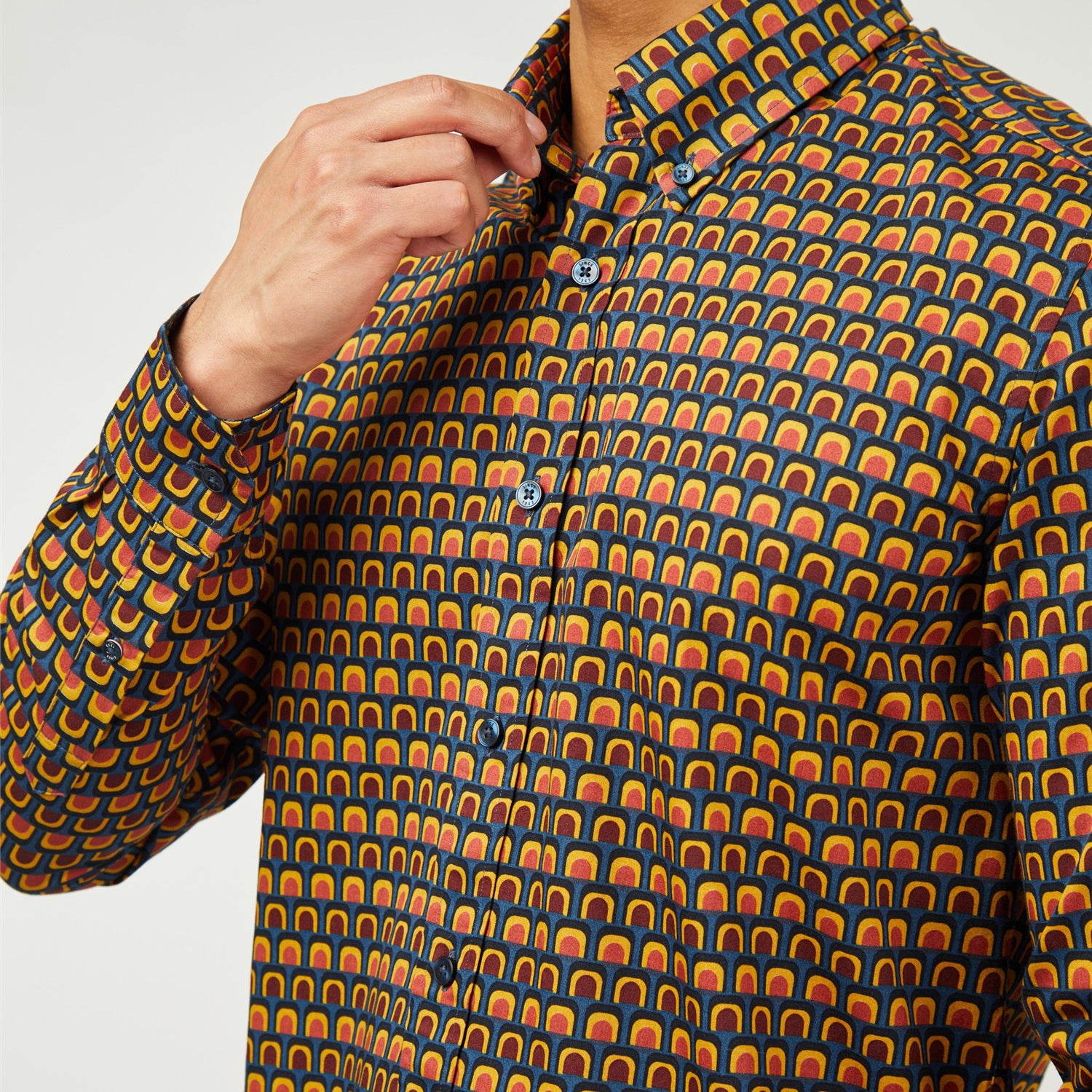 Ben Sherman Retro Pattern 70s Shirt - Navy Blue - Men's – Urban