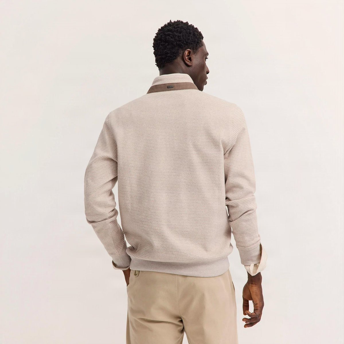 Bugatti Houndstooth Knit Sweater Beige