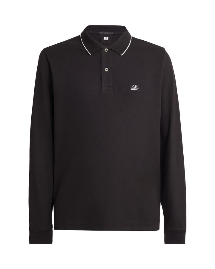 CP Company Long Sleeve Polo Shirt Black
