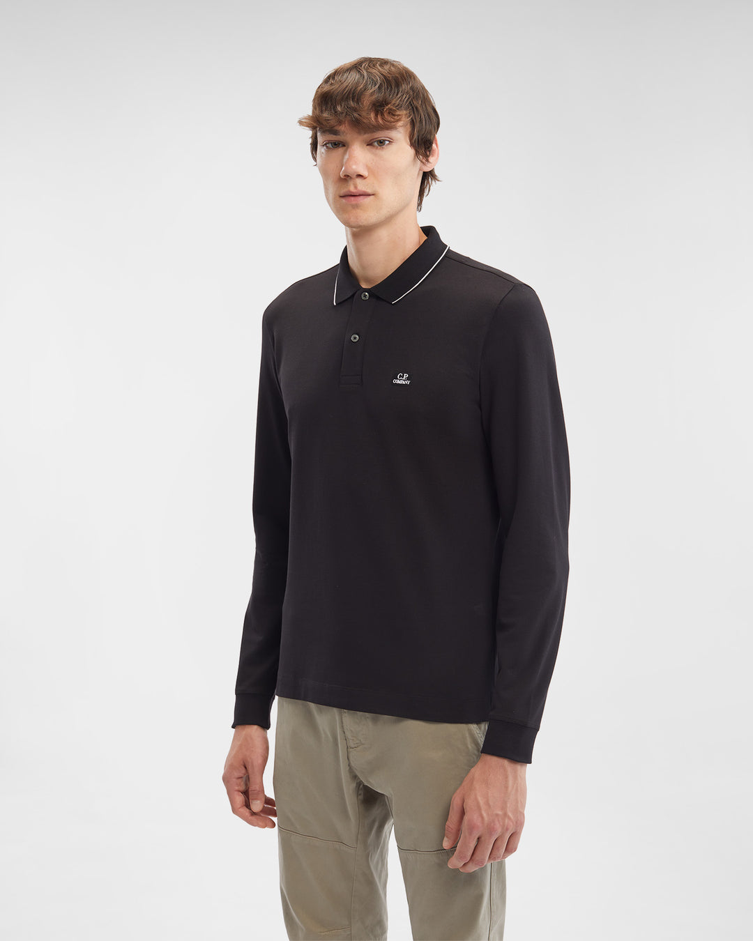 CP Company Long Sleeve Polo Shirt Black