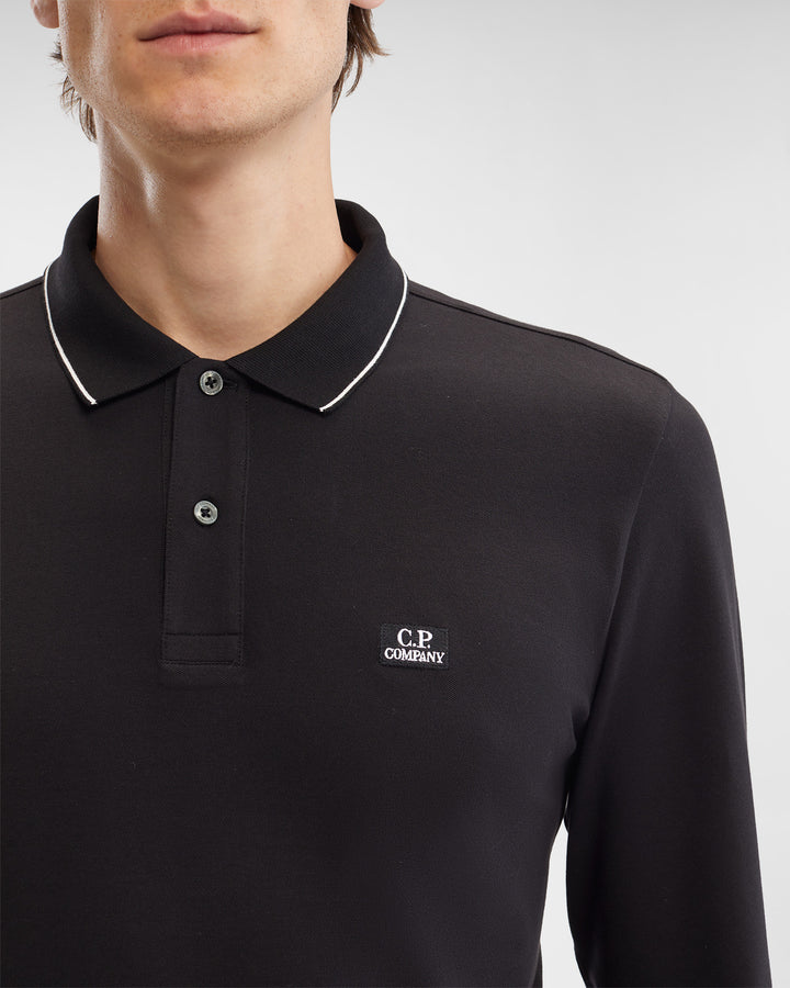 CP Company Long Sleeve Polo Shirt Black