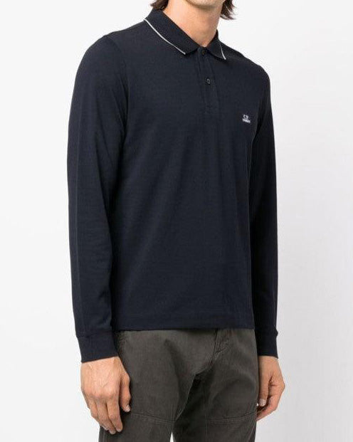 CP Company Long Sleeve Polo Shirt Navy