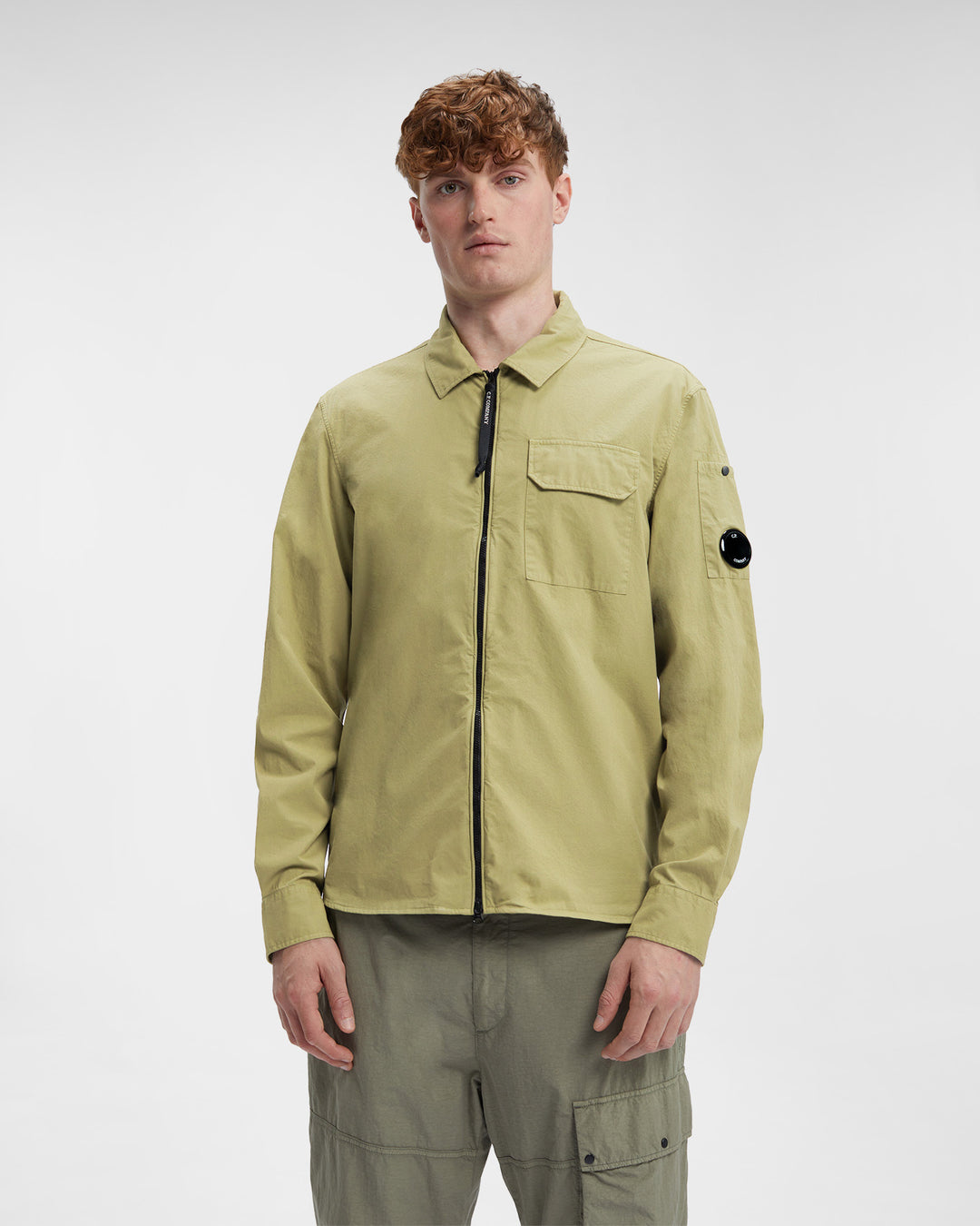 CP Company Lens Zip Overshirt Green Olive