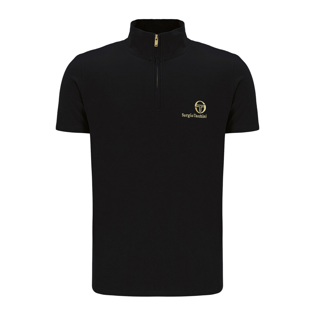 Sergio Tacchini Daytone Zip Neck Top Black/Gold