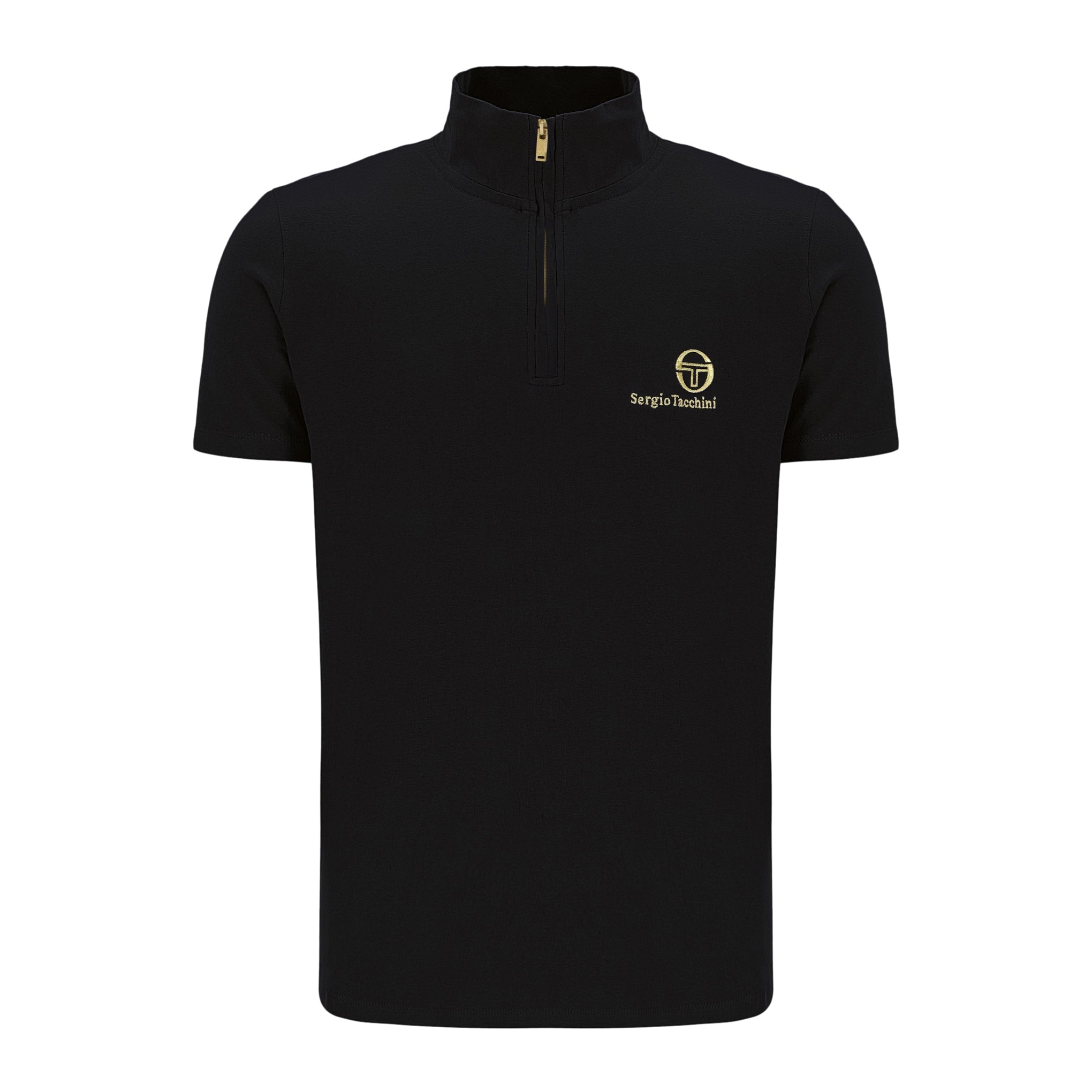 Sergio Tacchini Daytone Zip Neck Top Black/Gold