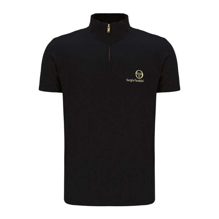 Sergio Tacchini Daytone Zip Neck Top Black/Gold