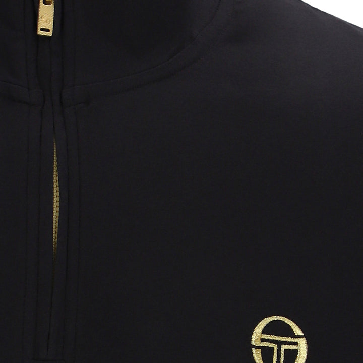 Sergio Tacchini Daytone Zip Neck Top Black/Gold
