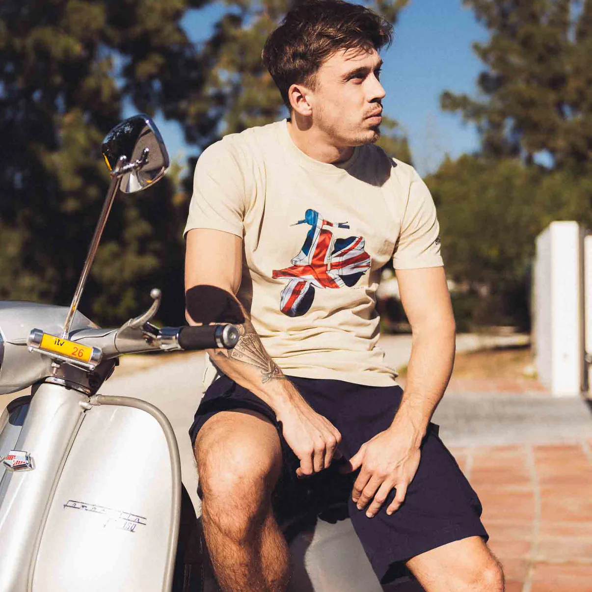 Lambretta Mod Scooter T-Shirt Khaki