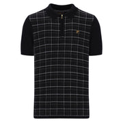 Fila Gold Enzo Check Knit Polo Shirt Black