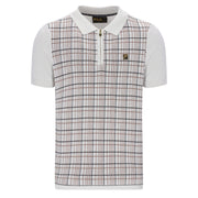 Fila Gold Enzo Check Knit Polo Shirt White