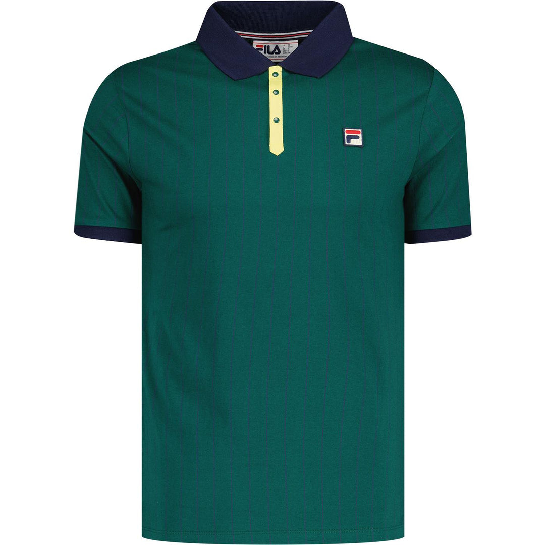 Fila Vintage BB1 Striped Polo Shirt Green/Navy