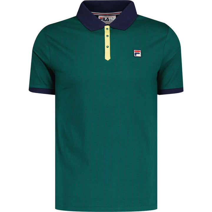 Fila Vintage BB1 Striped Polo Shirt Green/Navy
