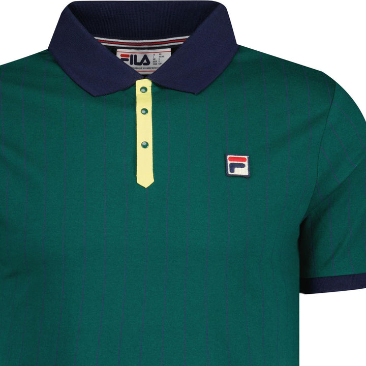 Fila Vintage BB1 Striped Polo Shirt Green/Navy