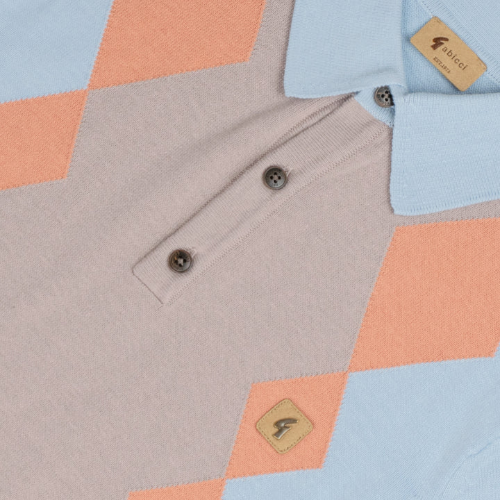 Gabicci Vintage Bond Knit Polo Sky