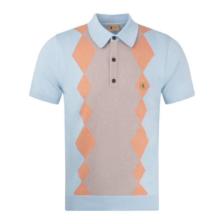 Gabicci Vintage Bond Knit Polo Sky