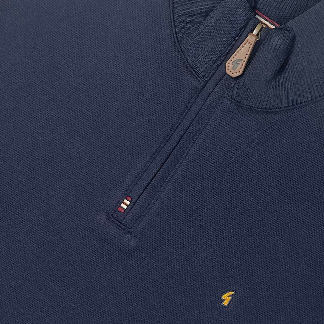 Gabicci Classic Quarter Zip Sweater Navy