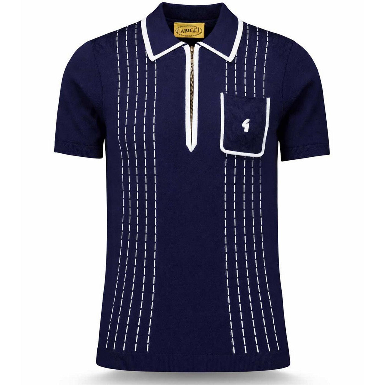 Gabicci Archive Darron Knitted Polo Shirt - Navy Blue - Men's