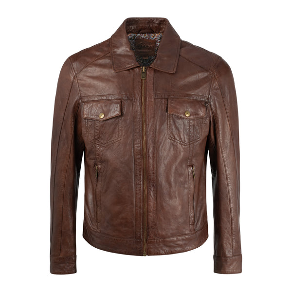 Gabicci Vintage James Leather Jacket - Desert Brown - Men's