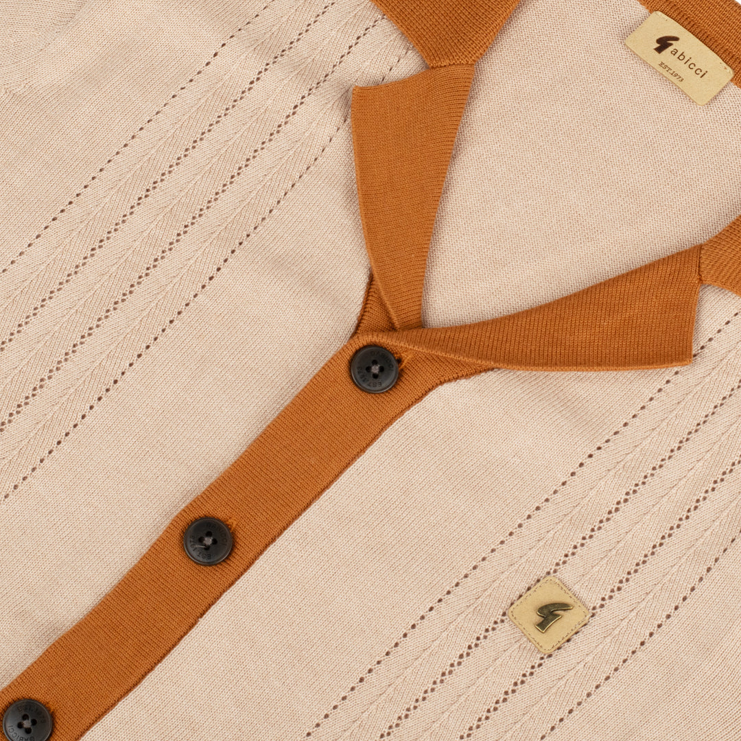 Gabicci Vintage Arlo Knit Polo Shirt Brown