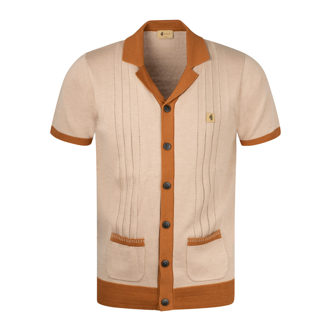 Gabicci Vintage Arlo Knit Polo Shirt Brown