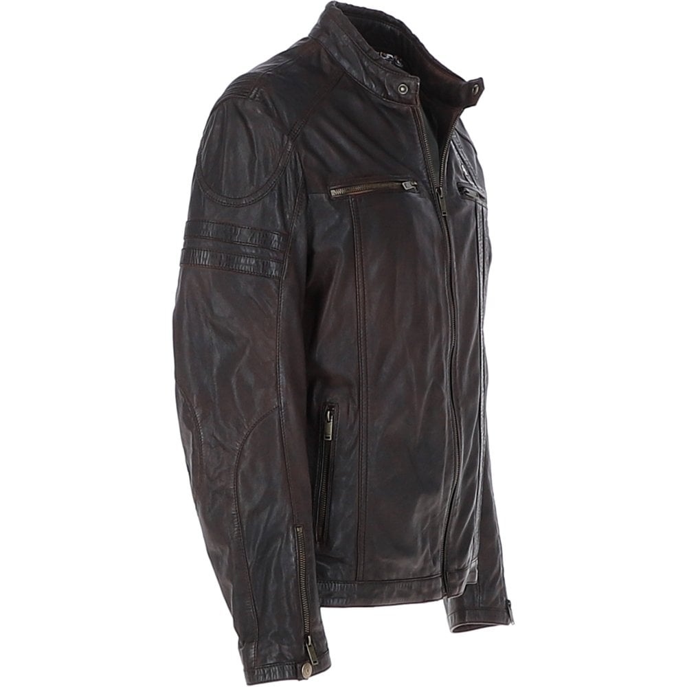 Gabicci Vintage McQueen Leather Jacket Brown