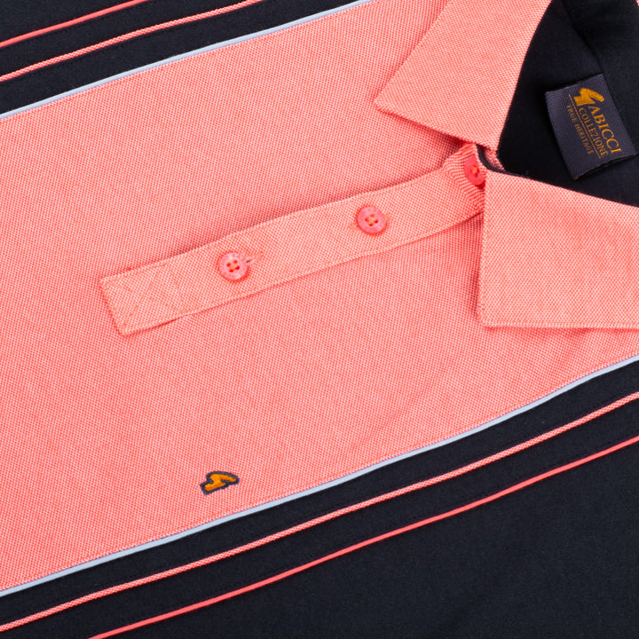 Gabicci Classic Stripe Polo Shirt Navy/Coral