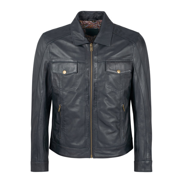 GabicciNavyJacketFrontleather_