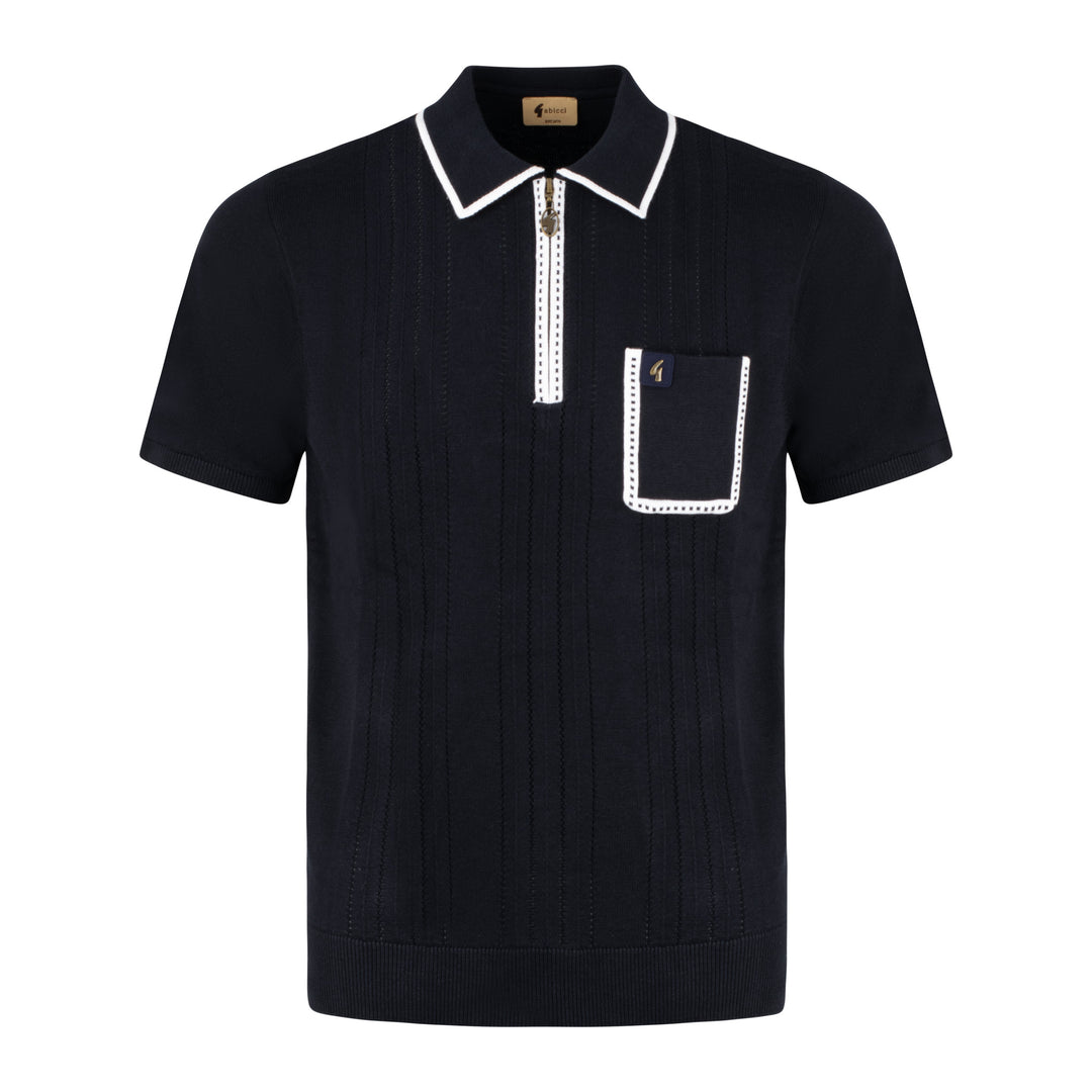 Gabicci Vintage Pierre Knit Polo Shirt Navy