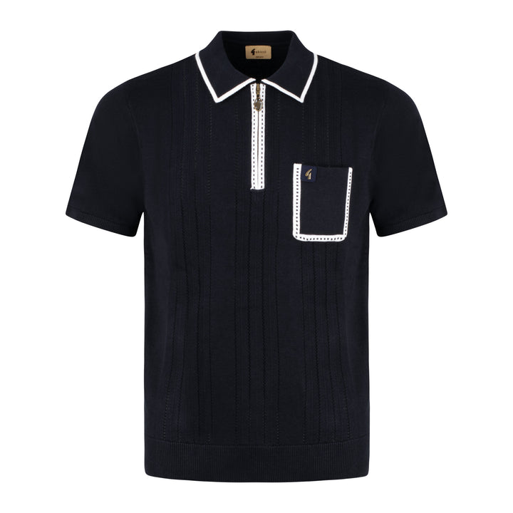 Gabicci Vintage Pierre Knit Polo Shirt Navy