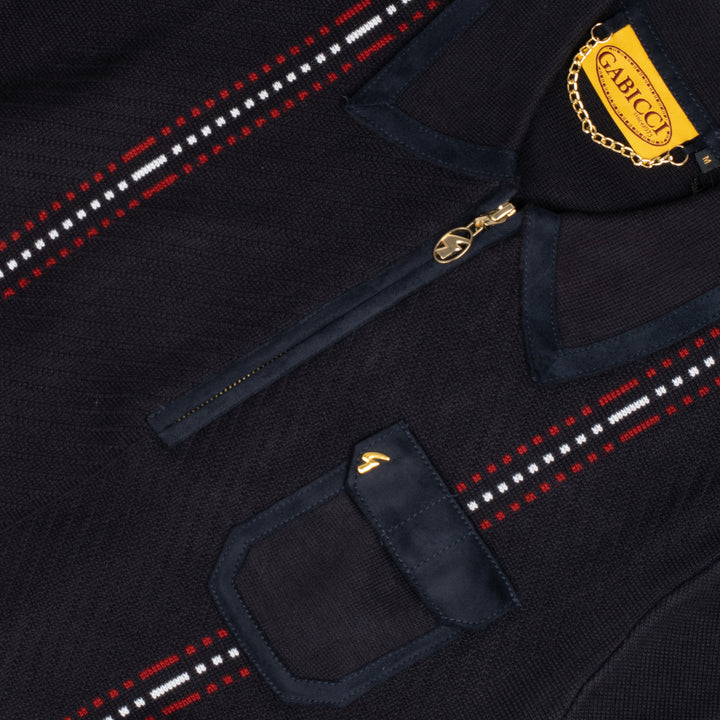 Gabicci Vintage Fleetwood Knit Polo Navy
