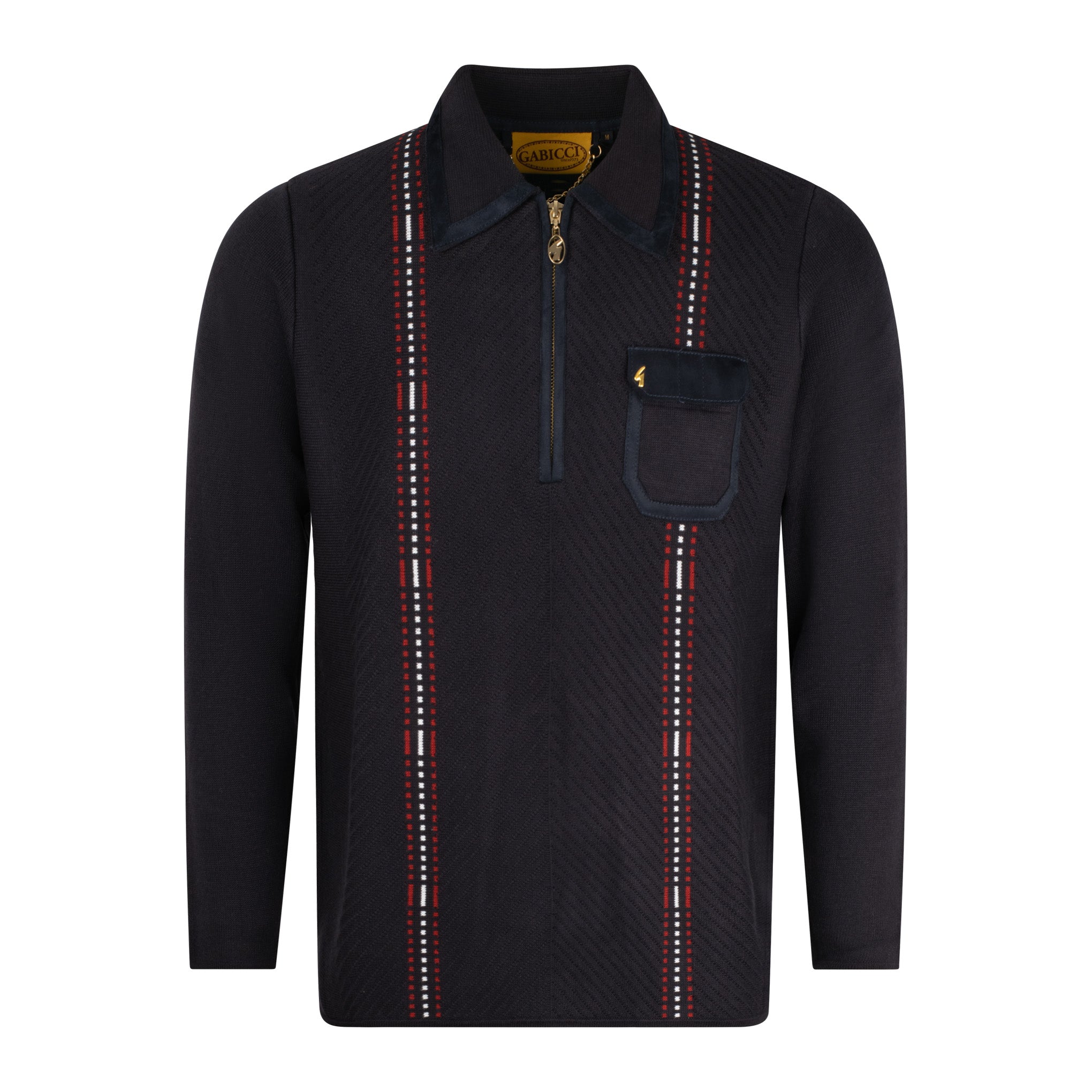 Gabicci Vintage Fleetwood Knit Polo Navy