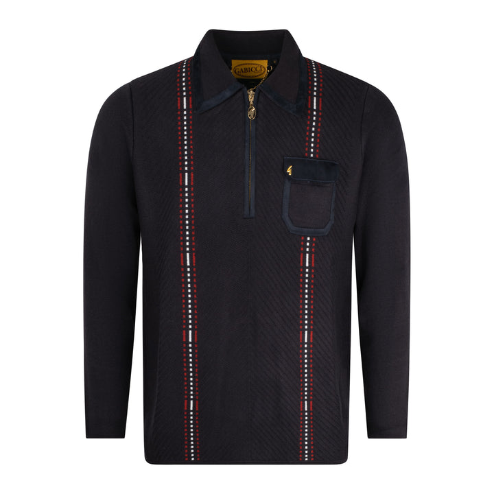 Gabicci Vintage Fleetwood Knit Polo Navy