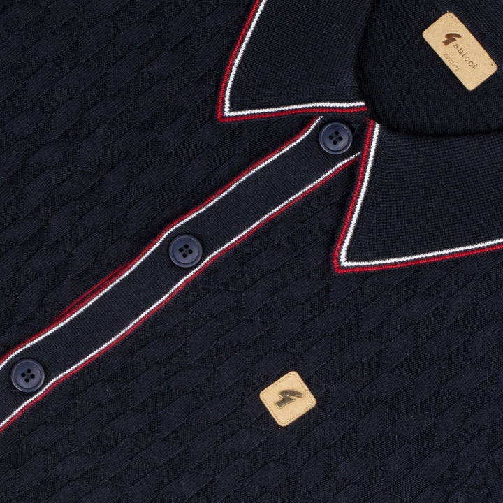 Gabicci Vintage Shaun Knit Shirt Navy