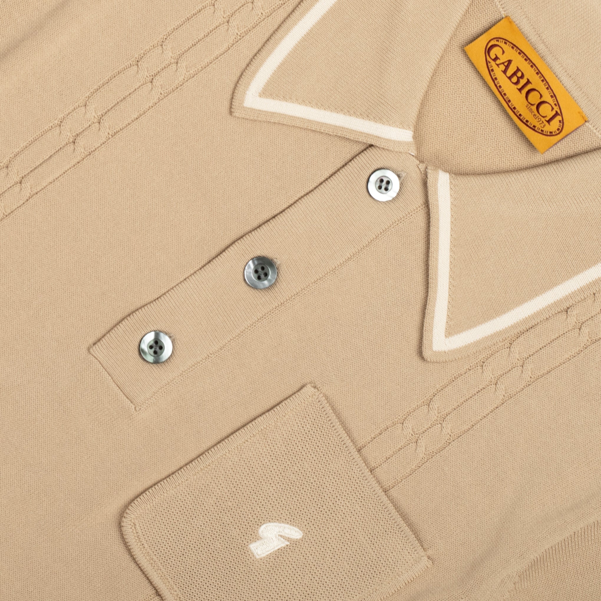 Gabicci Archive Ned Knit Polo Beige