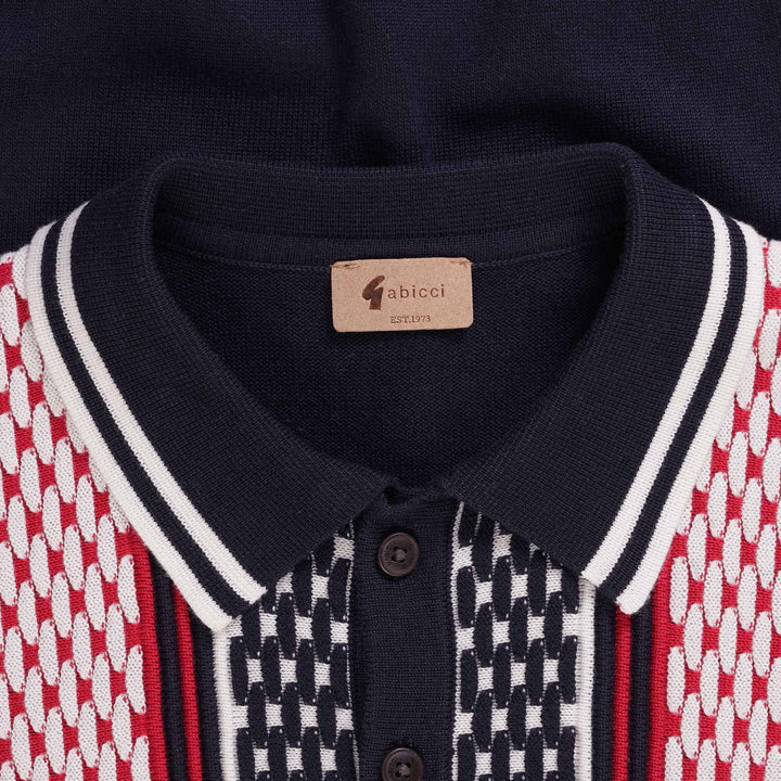 Gabicci Vintage Herrmann Knit Polo Shirt Navy