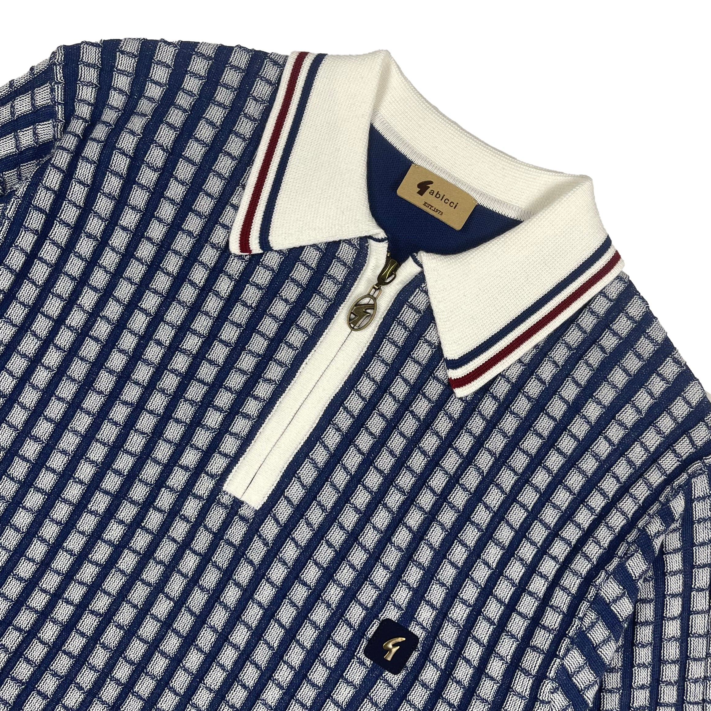 Gabicci Vintage Jura Knit Polo Blue