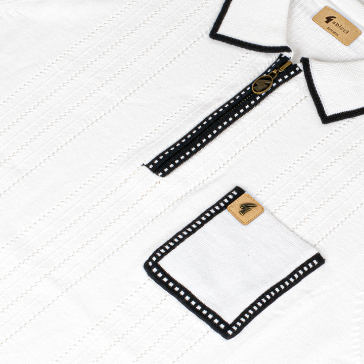 Gabicci Vintage Pierre Knit Polo Shirt White