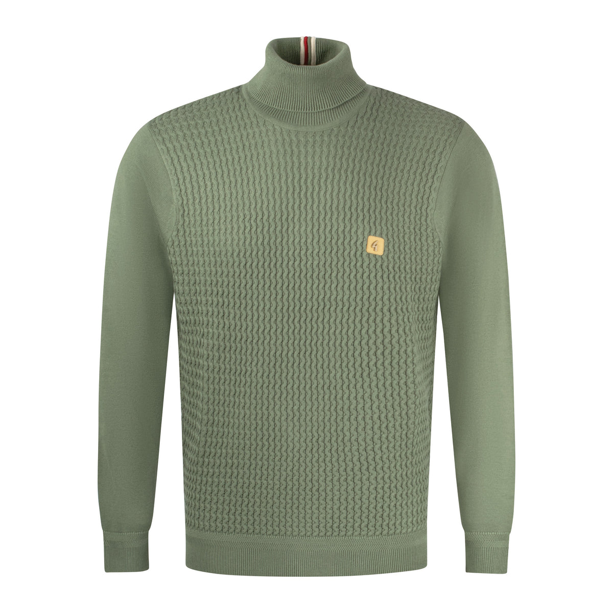 Gabicci Vintage Leonardo Knit Roll Neck Khaki