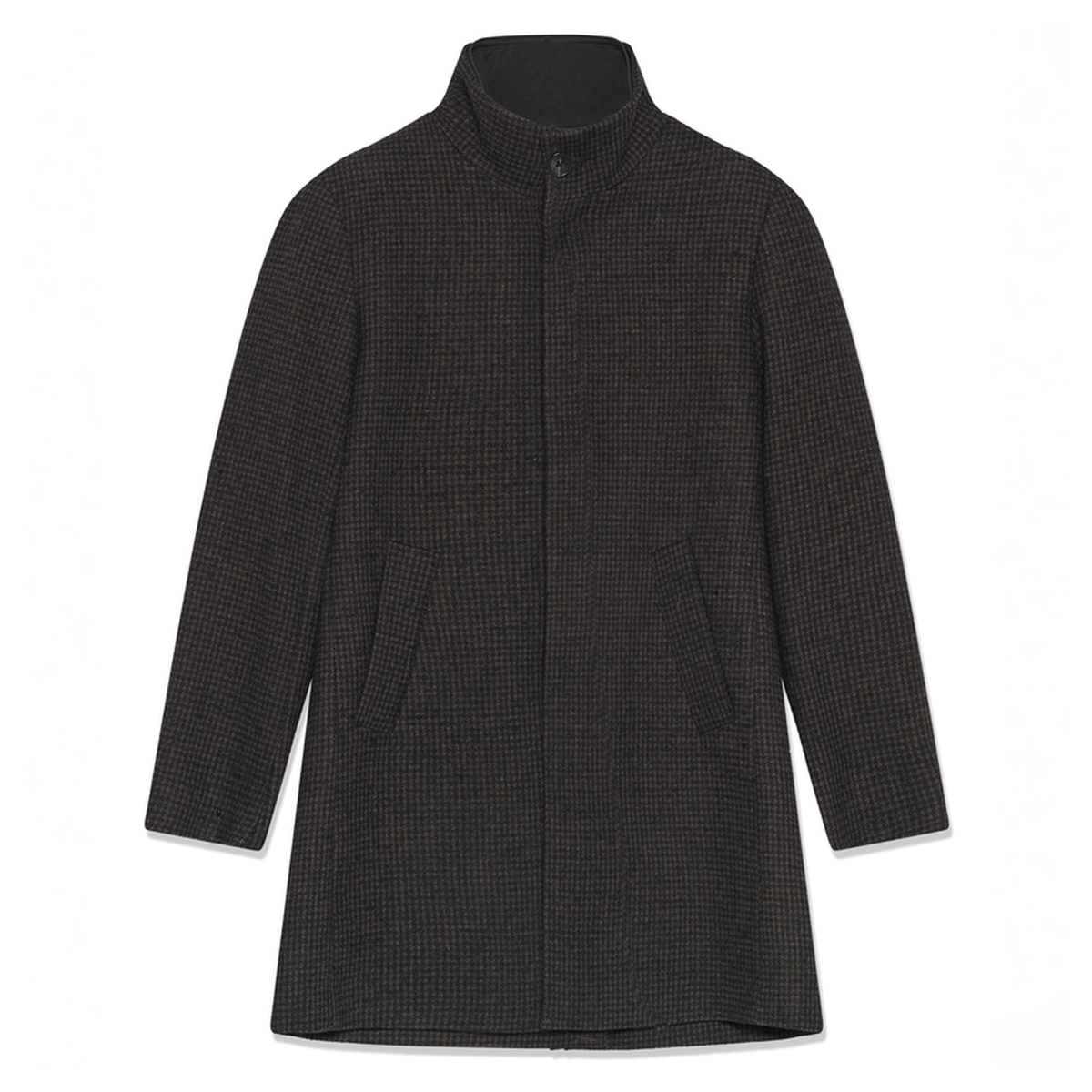 Matinique Harvey Wool Check Coat Brown