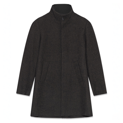 Matinique Harvey Wool Check Coat Brown