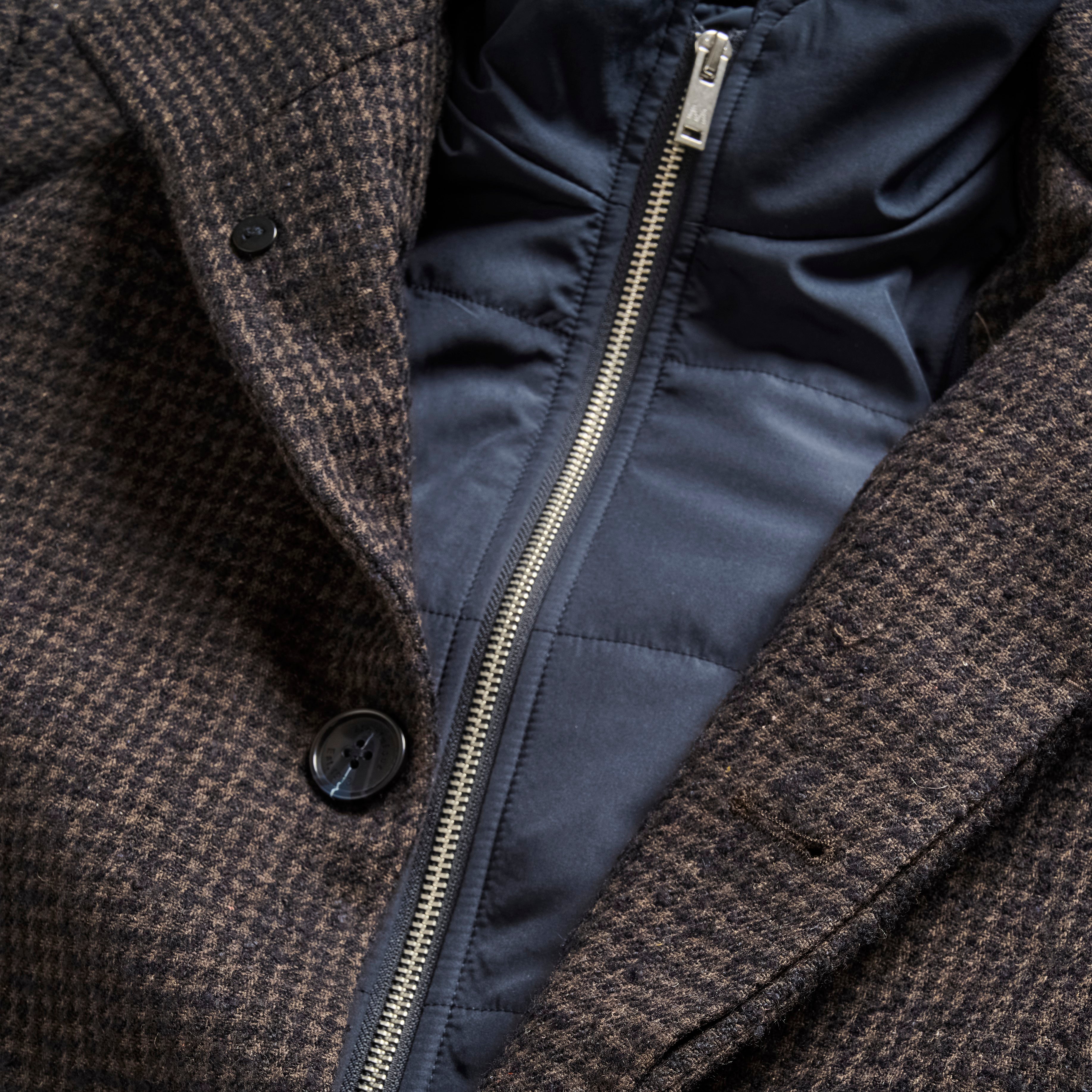 Matinique Harvey Wool Check Coat Brown