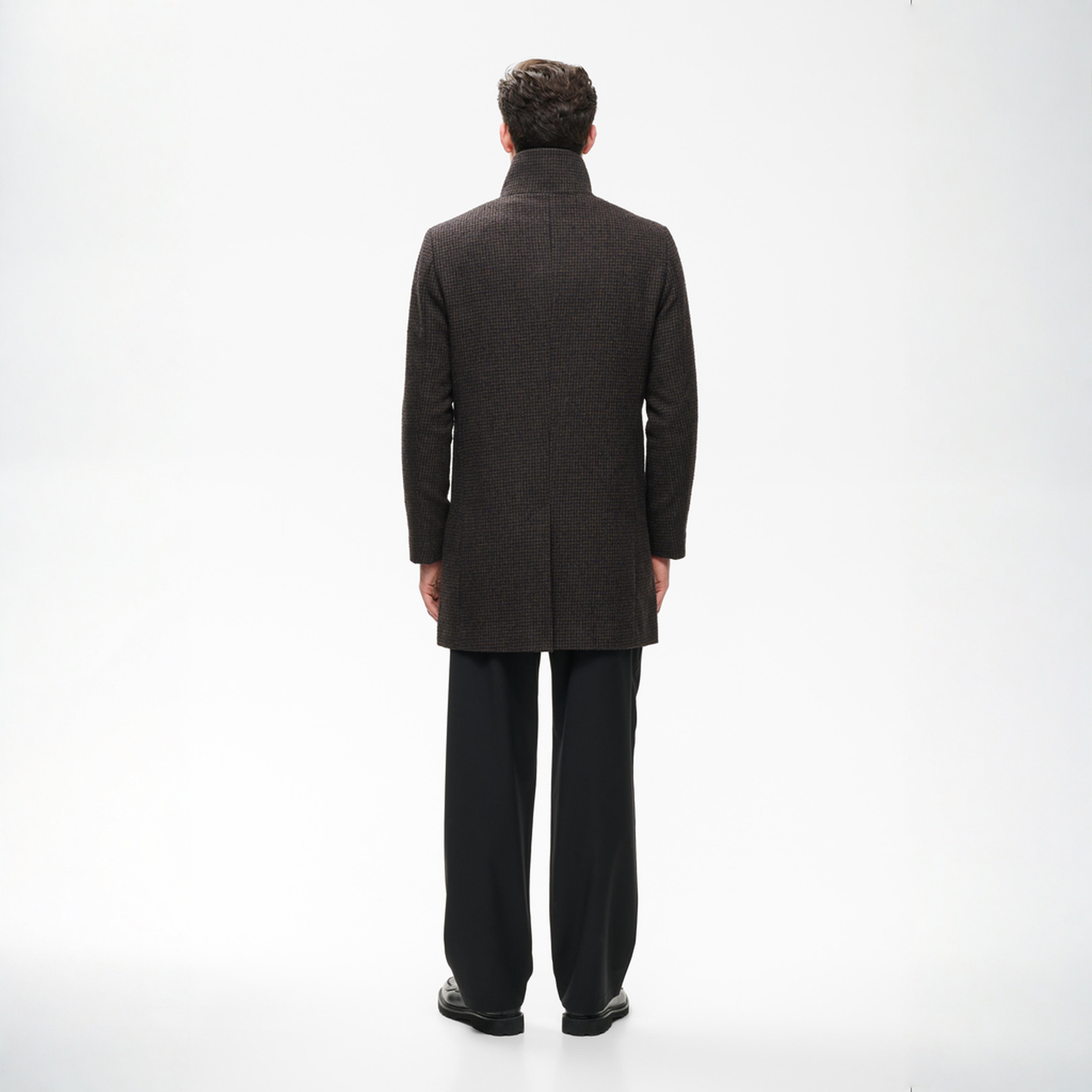 Matinique Harvey Wool Check Coat Brown