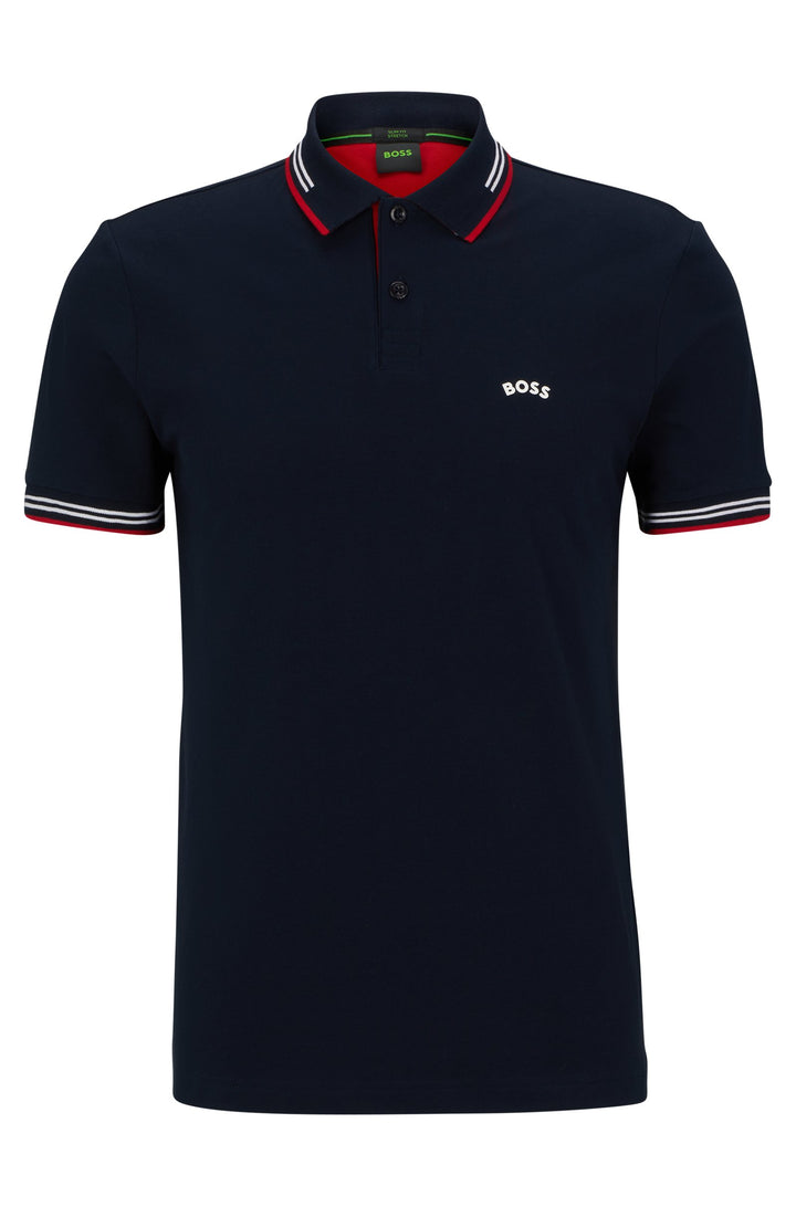 Hugo Boss Paul Curved Polo Shirt Navy