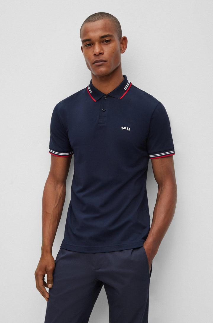 Hugo Boss Paul Curved Polo Shirt Navy