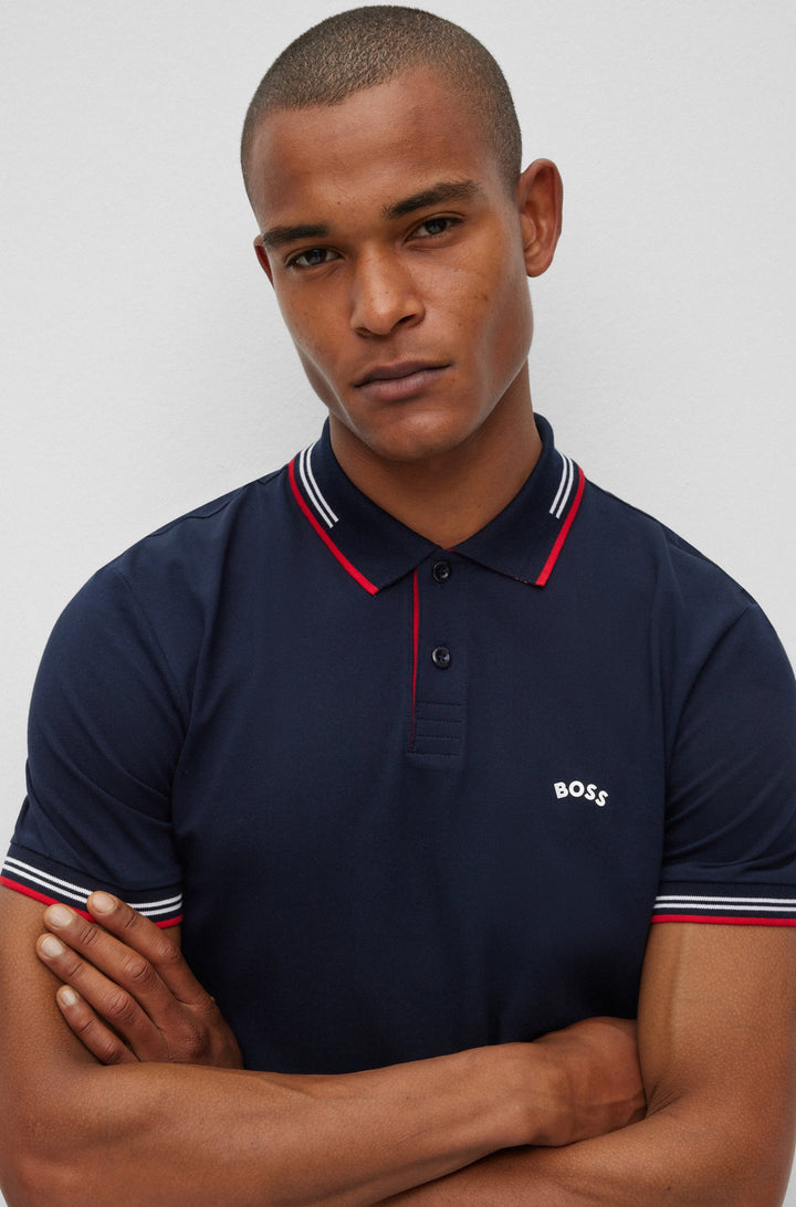 Hugo Boss Paul Curved Polo Shirt Navy